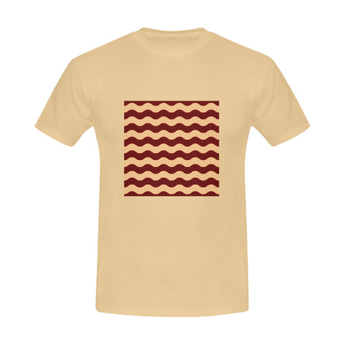 Vintage fashion designers T-Shirt edition for modern Man. Brown waves / Inspired art with 70s. Desig Men's Slim Fit T-shirt (Model T13)