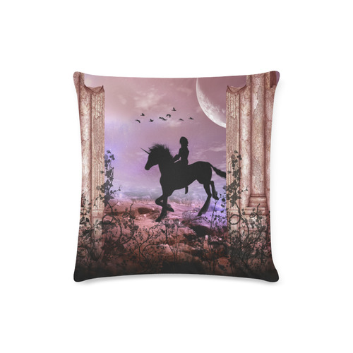 The unicorn with fairy Custom Zippered Pillow Case 16"x16"(Twin Sides)