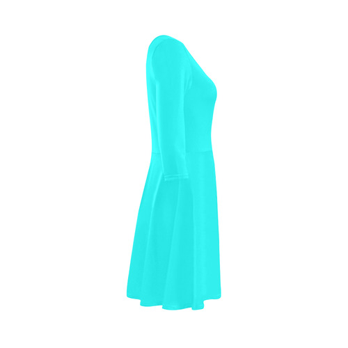 Aqua Turquoise Long-Sleeved Dress 3/4 Sleeve Sundress (D23)