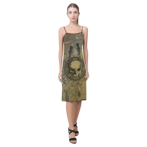 Amazing skull with skeletons Alcestis Slip Dress (Model D05)