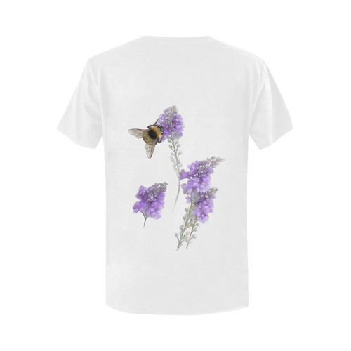 Bumblebee on Purple Flowers, original painting Women's T-Shirt in USA Size (Two Sides Printing)