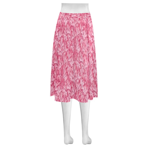 Vintage Floral Lace Leaf Red Mnemosyne Women's Crepe Skirt (Model D16)