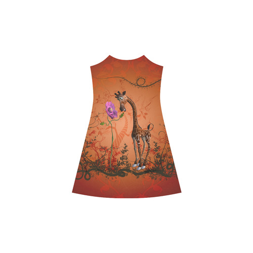 Funny giraffe speak with a flower Alcestis Slip Dress (Model D05)
