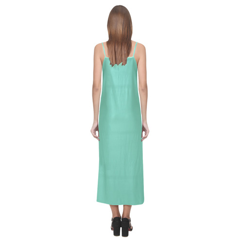 Spearmint V-Neck Open Fork Long Dress(Model D18)