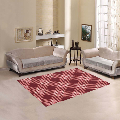 Red White Plaid Area Rug 5'3''x4'