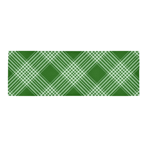 Green White Plaid Area Rug 9'6''x3'3''