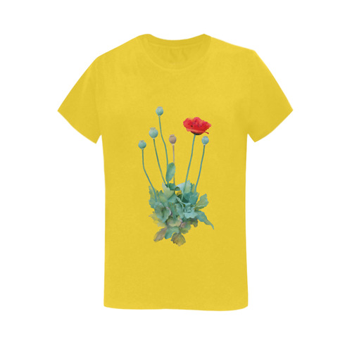 Watercolor Poppy Women's T-Shirt in USA Size (Two Sides Printing)