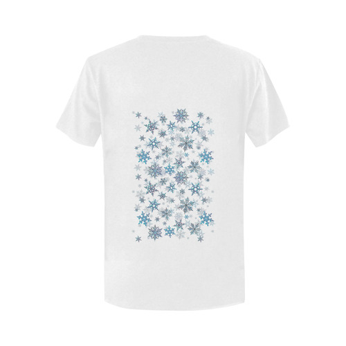 Snowflakes, Blue snow, stitched Women's T-Shirt in USA Size (Two Sides Printing)