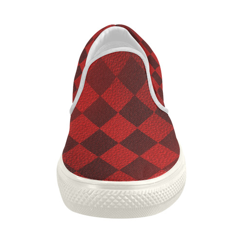 Christmas Red Square Women's Slip-on Canvas Shoes (Model 019)