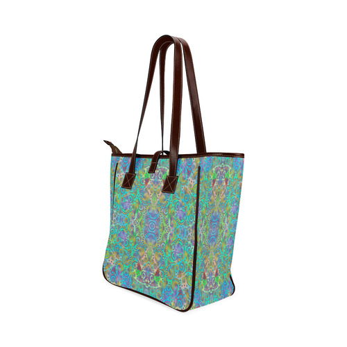 Oriental Flowers Spirals Ornaments Soft Colored Classic Tote Bag (Model 1644)