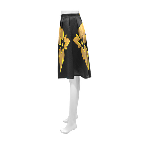 3-D Look Metallic Golden Leaves Border on Black Beauty Athena Women's Short Skirt (Model D15)