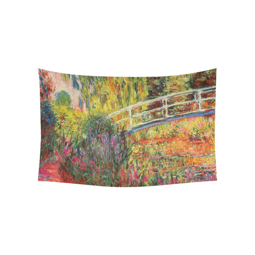 Claude Monet Japanese Bridge Floral Fine Art Cotton Linen Wall Tapestry 60"x 40"