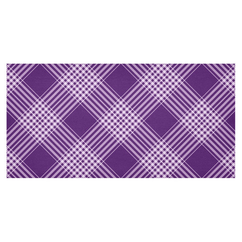 Royal Purple And White Plaid Cotton Linen Tablecloth 60"x120"