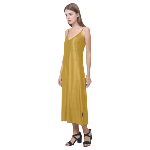 Pirate Gold V-Neck Open Fork Long Dress(Model D18)