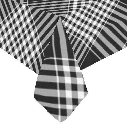 Black And White Plaid Cotton Linen Tablecloth 60"x120"