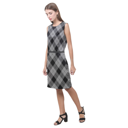 Black And White Plaid Eos Women's Sleeveless Dress (Model D01)