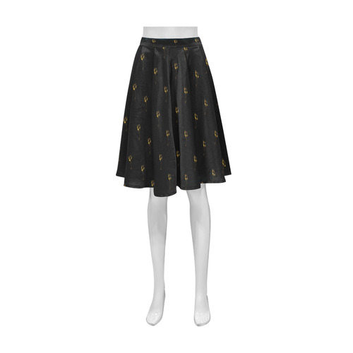 Golden Bells and Ribbons on Black Athena Women's Short Skirt (Model D15)