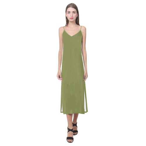 Woodbine V-Neck Open Fork Long Dress(Model D18)