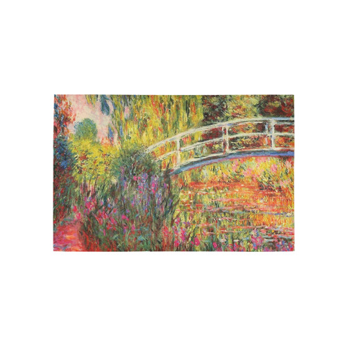 Claude Monet Japanese Bridge Floral Fine Art Area Rug 5'x3'3''