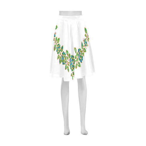 Multicolored Roses & Leaves Swag on White Snow Athena Women's Short Skirt (Model D15)