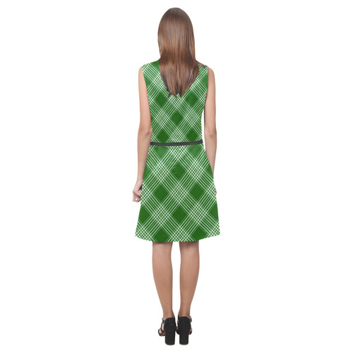 Green And White Plaid Eos Women's Sleeveless Dress (Model D01)