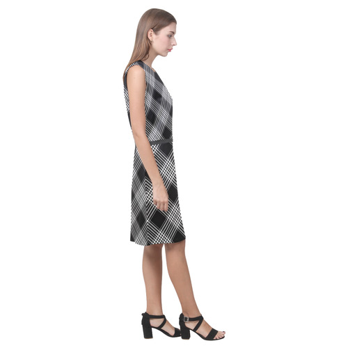 Black And White Plaid Eos Women's Sleeveless Dress (Model D01)