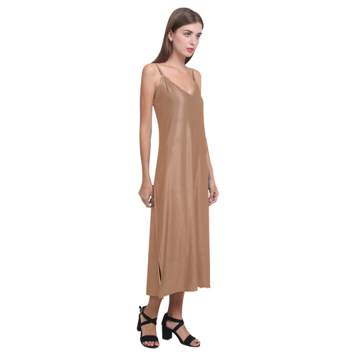 Adobe V-Neck Open Fork Long Dress(Model D18)