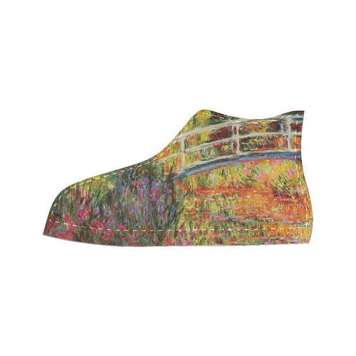 Claude Monet Japanese Bridge Floral Fine Art Women's Classic High Top Canvas Shoes (Model 017)