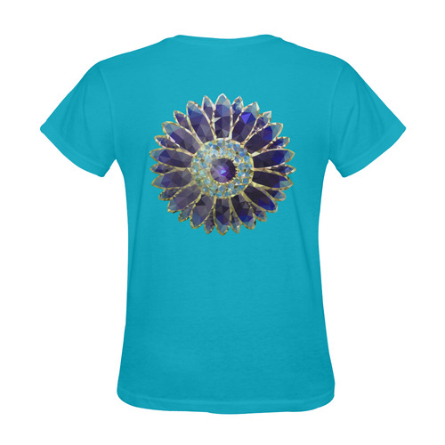 Blue Mosaic Flower Sunny Women's T-shirt (Model T05)