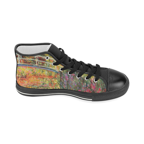 Claude Monet Japanese Bridge Floral Fine Art Women's Classic High Top Canvas Shoes (Model 017)