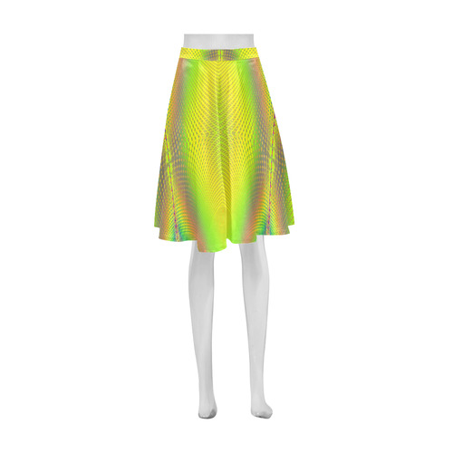 Yellow & Green Up Up And Away Fractal Abstract Athena Women's Short Skirt (Model D15)