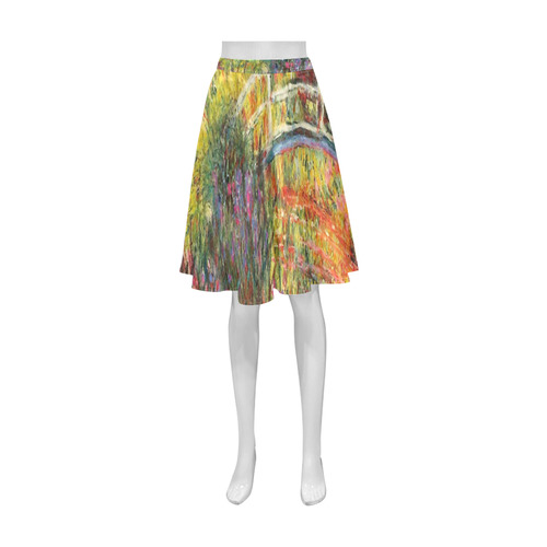Claude Monet Japanese Bridge Floral Fine Art Athena Women's Short Skirt (Model D15)