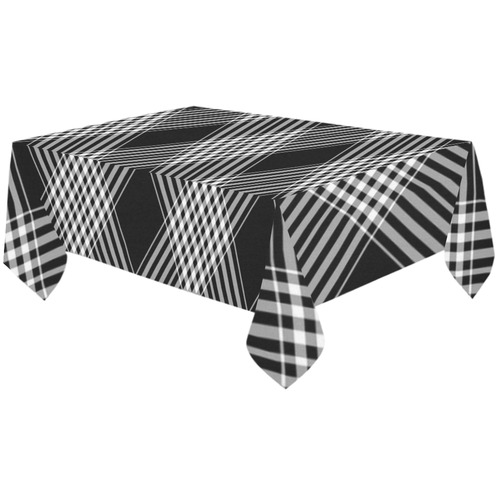 Black And White Plaid Cotton Linen Tablecloth 60"x120"