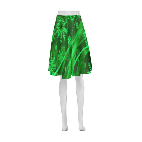 Gorgeous Green Snowflakes Athena Women's Short Skirt (Model D15)