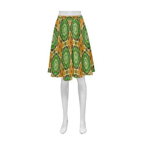 Green Amber Floral Athena Women's Short Skirt (Model D15)