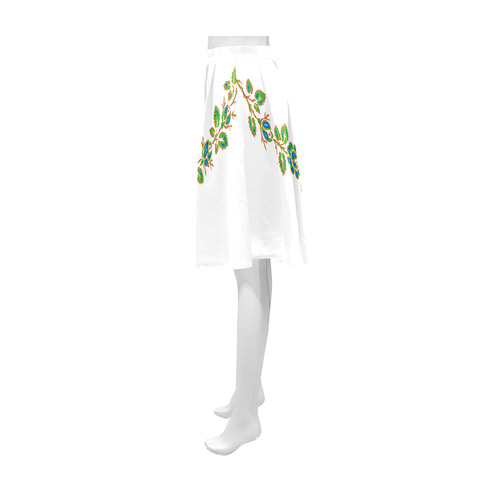 Multicolored Roses & Leaves Swag on White Snow Athena Women's Short Skirt (Model D15)