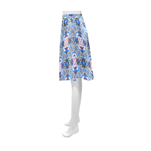 Blue and Gray Floral Athena Women's Short Skirt (Model D15)