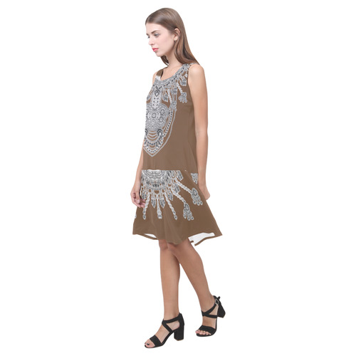 jewels Sleeveless Splicing Shift Dress(Model D17)