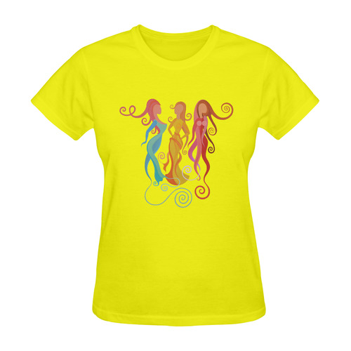 Mingle, abstract painting, women Sunny Women's T-shirt (Model T05)