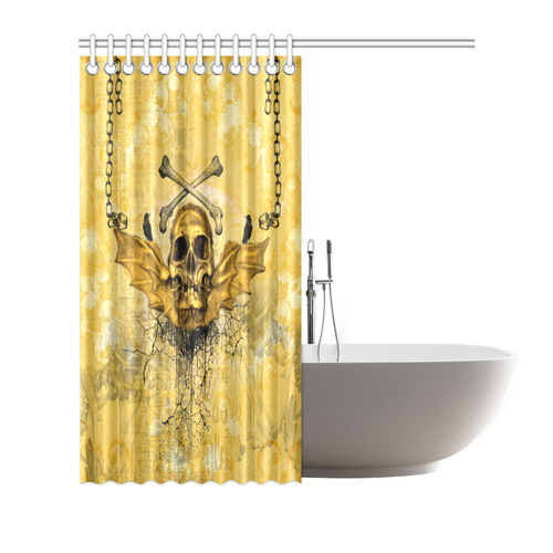 Awesome skull in golden colors Shower Curtain 66"x72"
