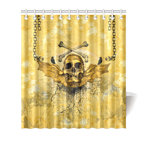 Awesome skull in golden colors Shower Curtain 66"x72"