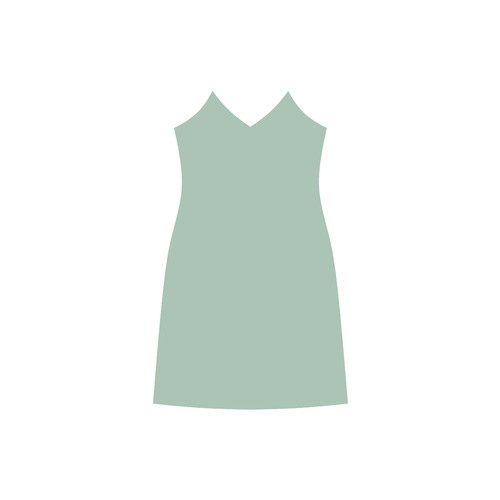 Grayed Jade V-Neck Open Fork Long Dress(Model D18)