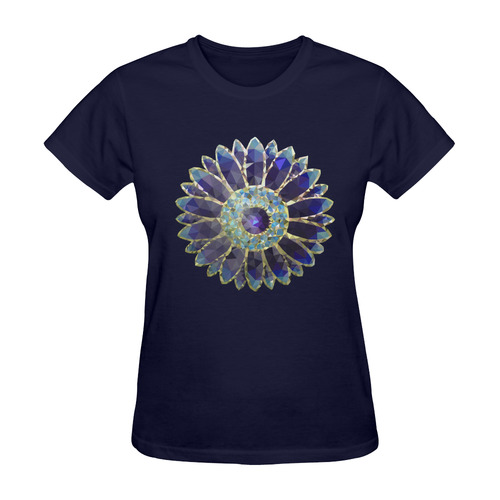 Blue Mosaic Flower Sunny Women's T-shirt (Model T05)