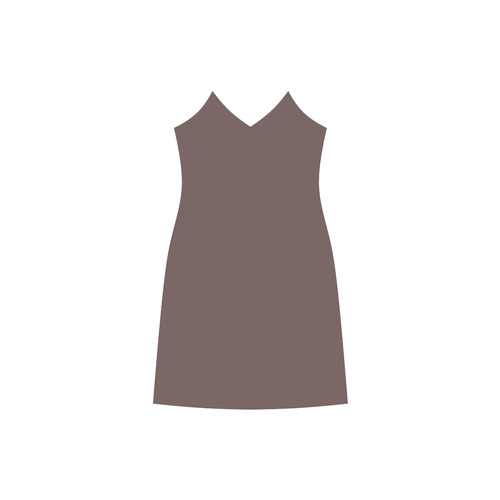 Deep Mahogany V-Neck Open Fork Long Dress(Model D18)