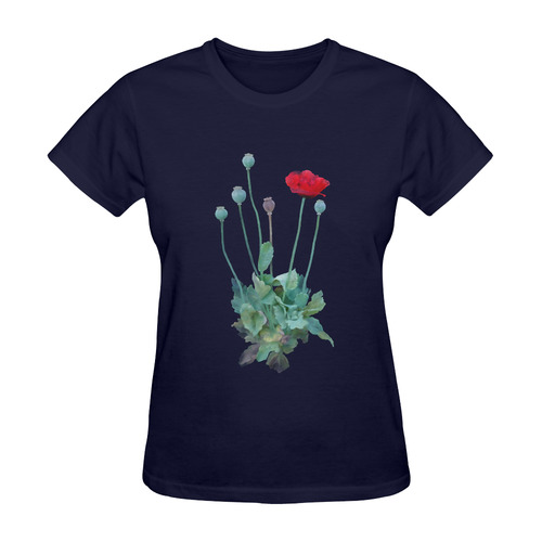 Watercolor Poppy Sunny Women's T-shirt (Model T05)