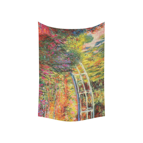 Claude Monet Japanese Bridge Floral Fine Art Cotton Linen Wall Tapestry 60"x 40"
