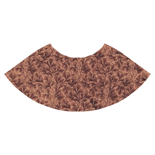 Vintage Floral Lace Leaf Coffee Brown Athena Women's Short Skirt (Model D15)