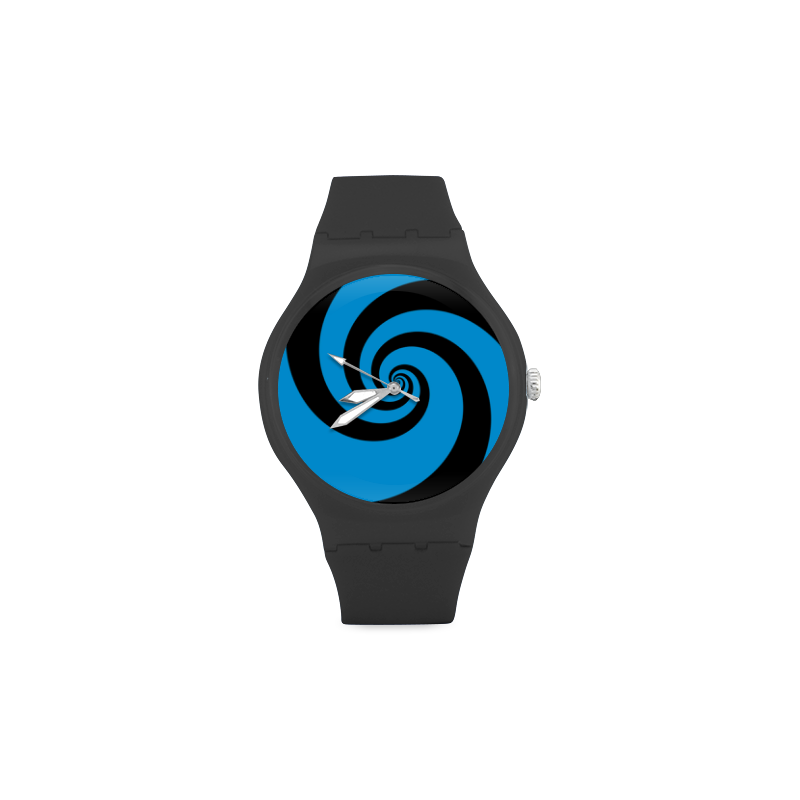 BLACK & BLUE SWIRL Unisex Round Rubber Sport Watch(Model 314) ID D962905