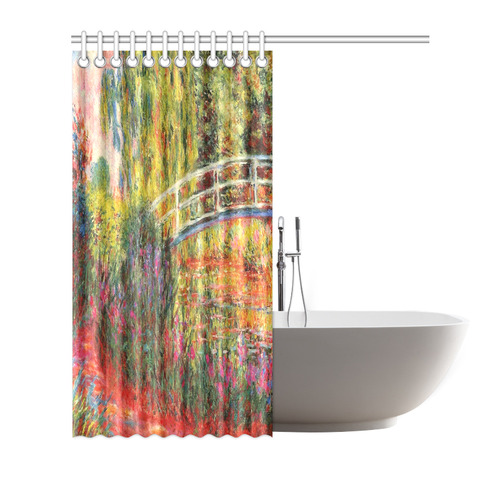 Claude Monet Japanese Bridge Floral Fine Art Shower Curtain 72"x72"