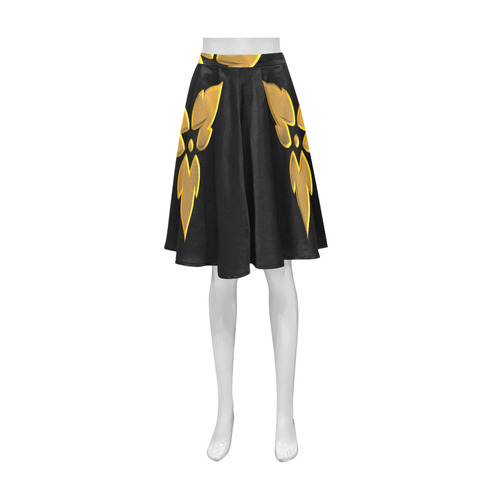 3-D Look Metallic Golden Leaves Border on Black Beauty Athena Women's Short Skirt (Model D15)